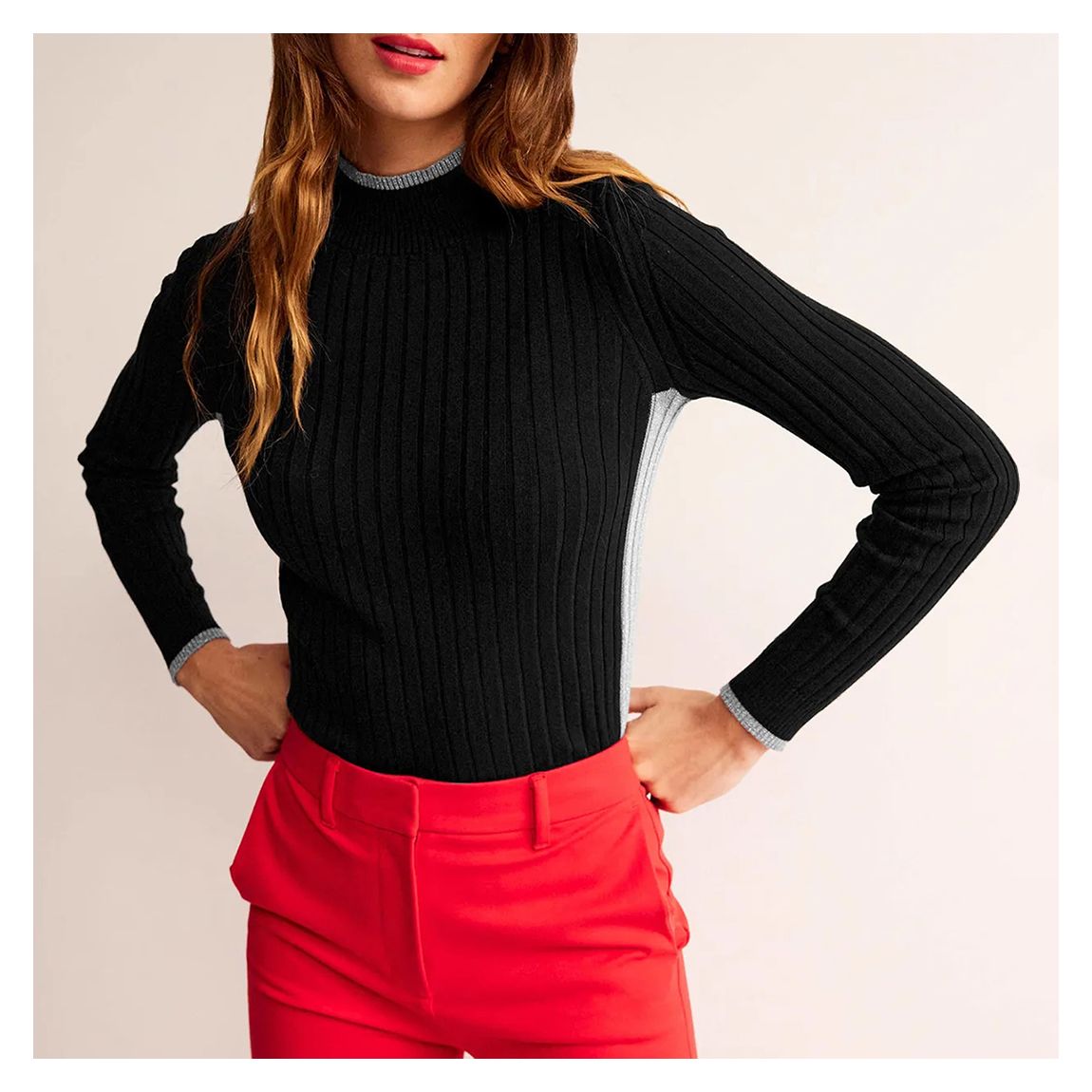 Black Isodora Ribbed Jumper main product photo