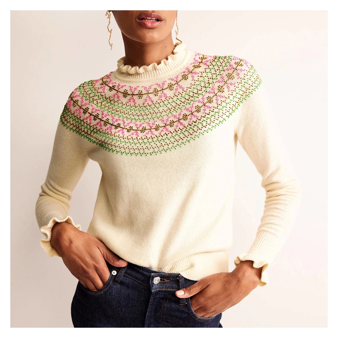 Cream Embellished Wool Blend Jumper main product photo