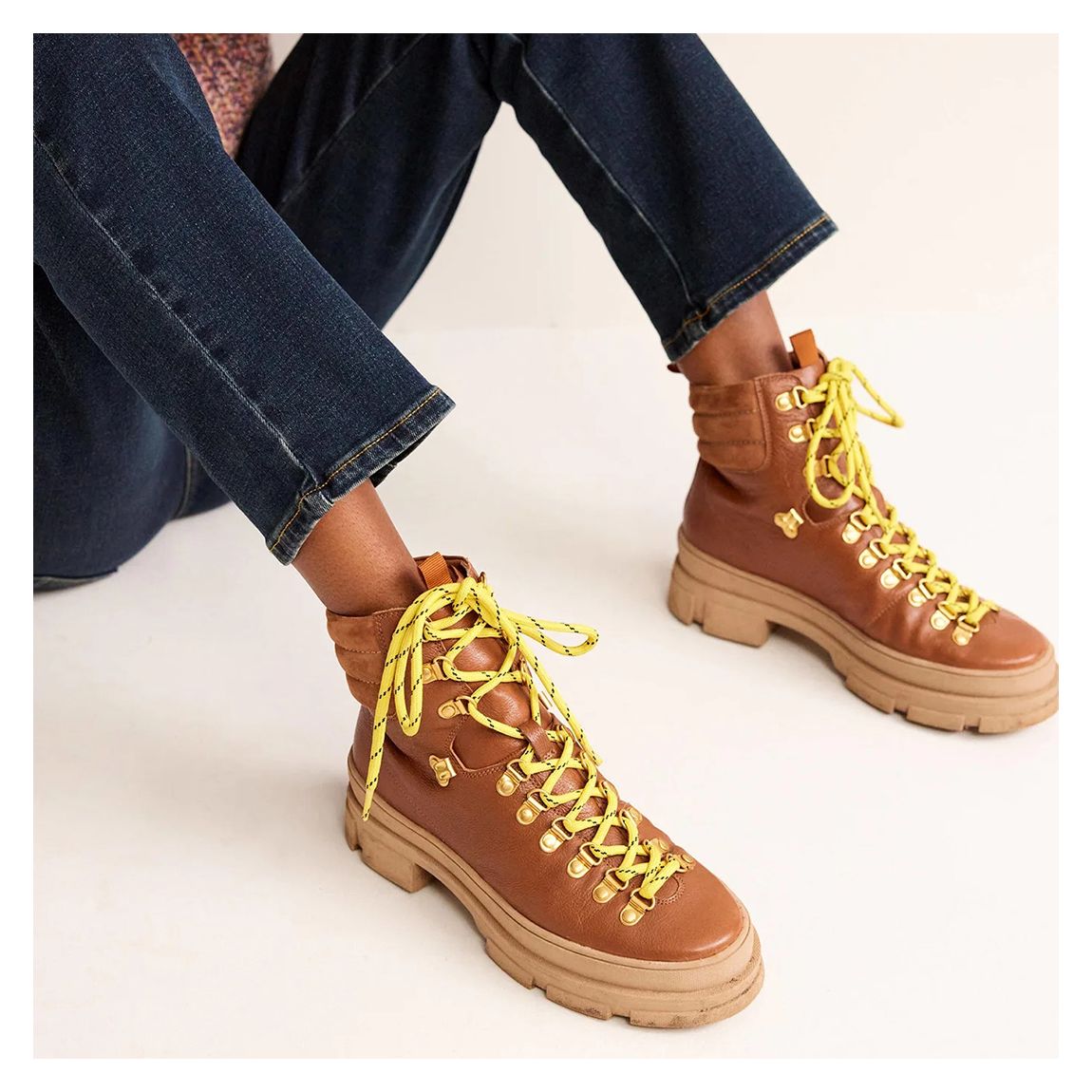 Brown Leather Lace Up Hiker Boots main product photo