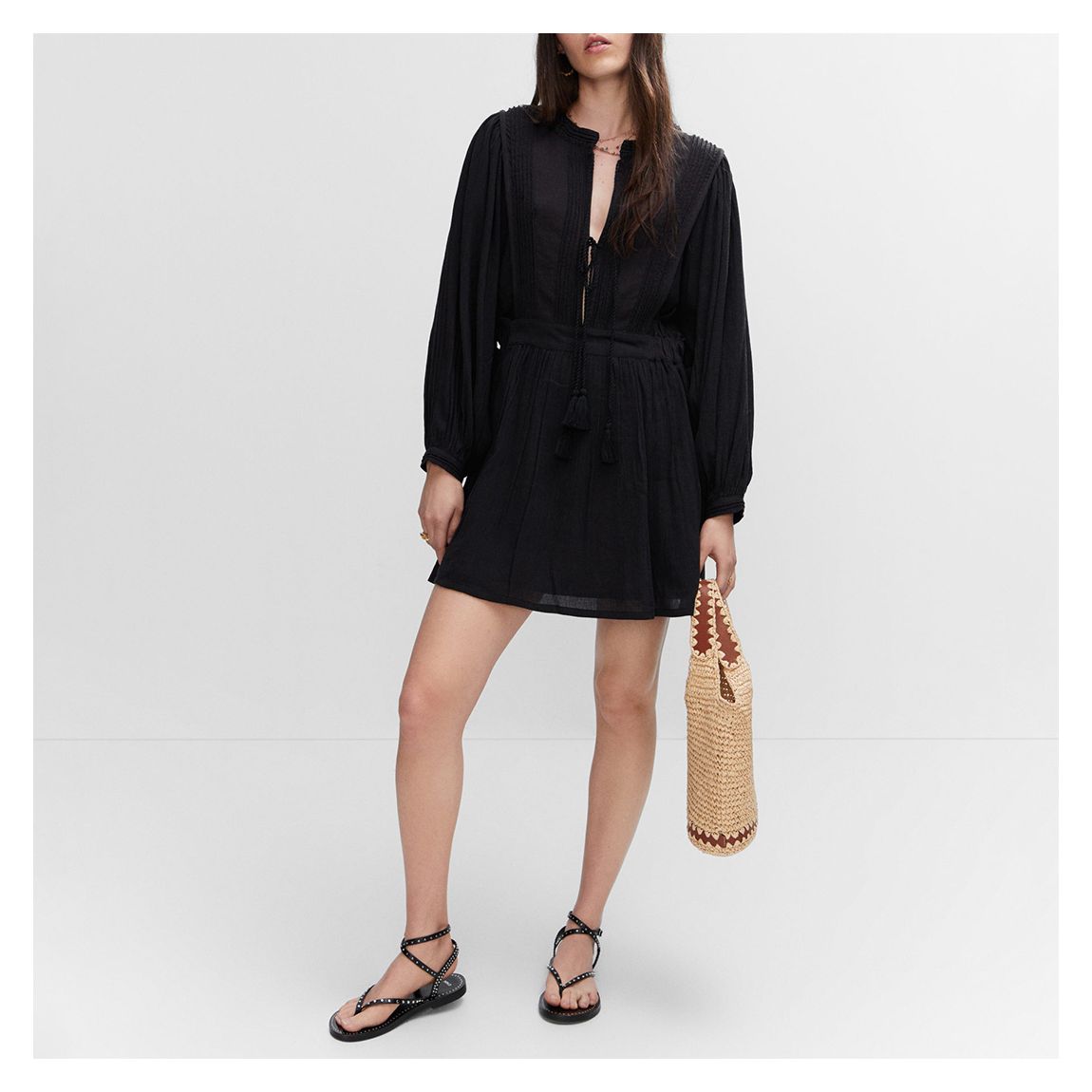 Black Textured Dress With Bows main product photo