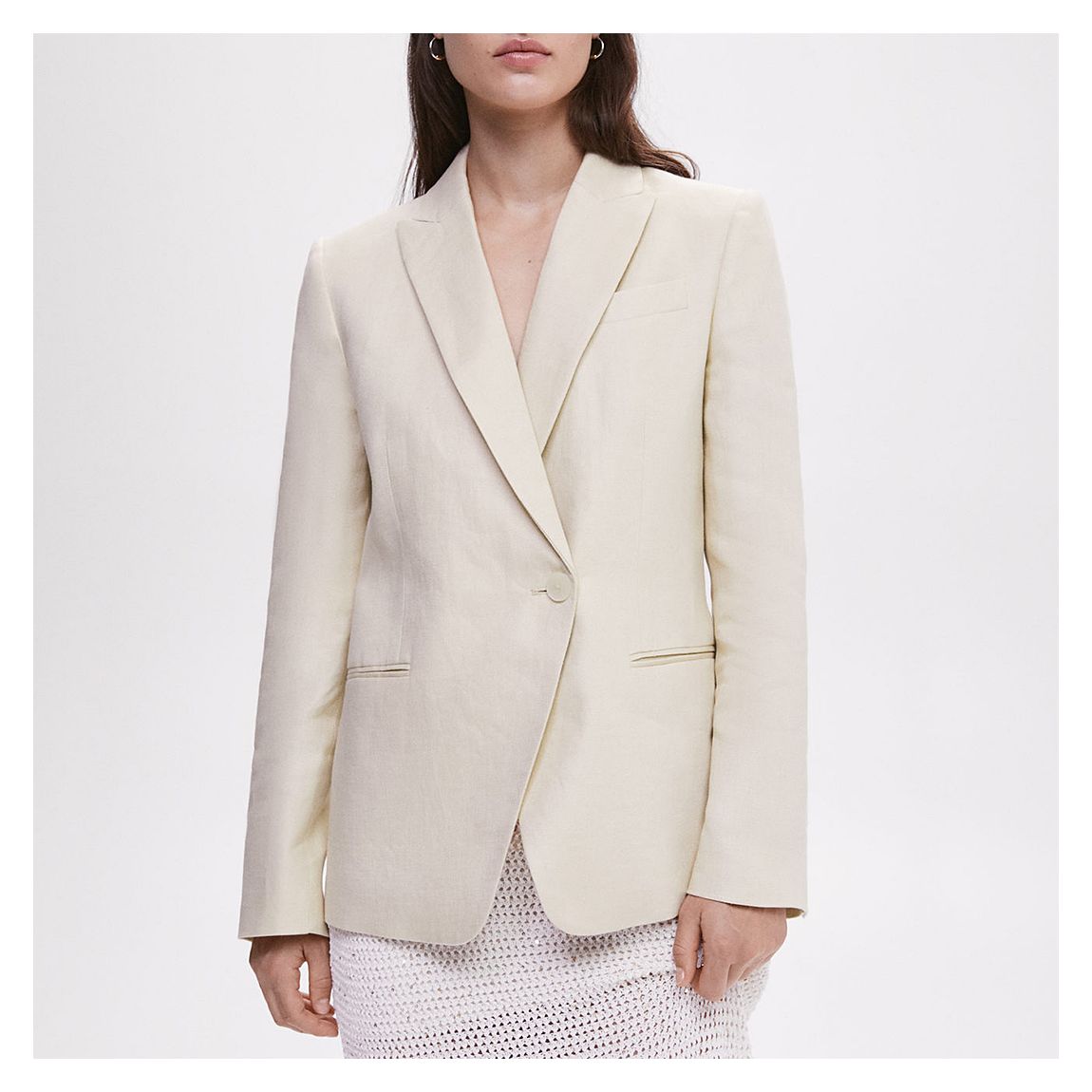 Beige Linen Button Blazer main product photo