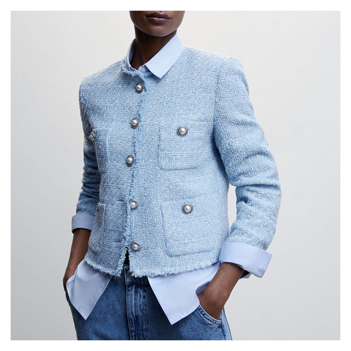 Sky Blue Pocket Tweed Blazer main product photo