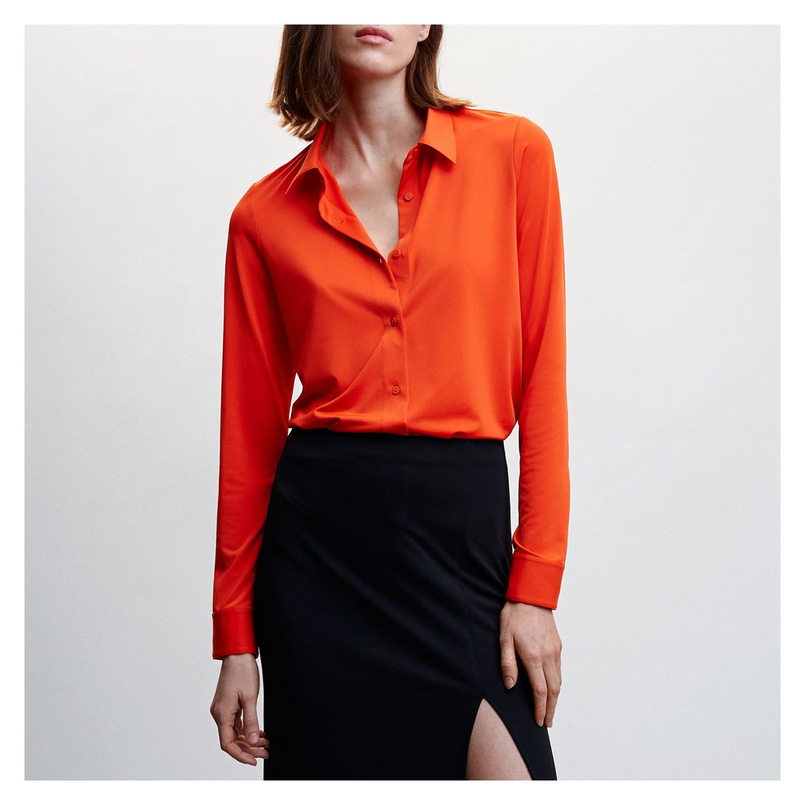 Orange Buttoned Flowy Shirt main product photo