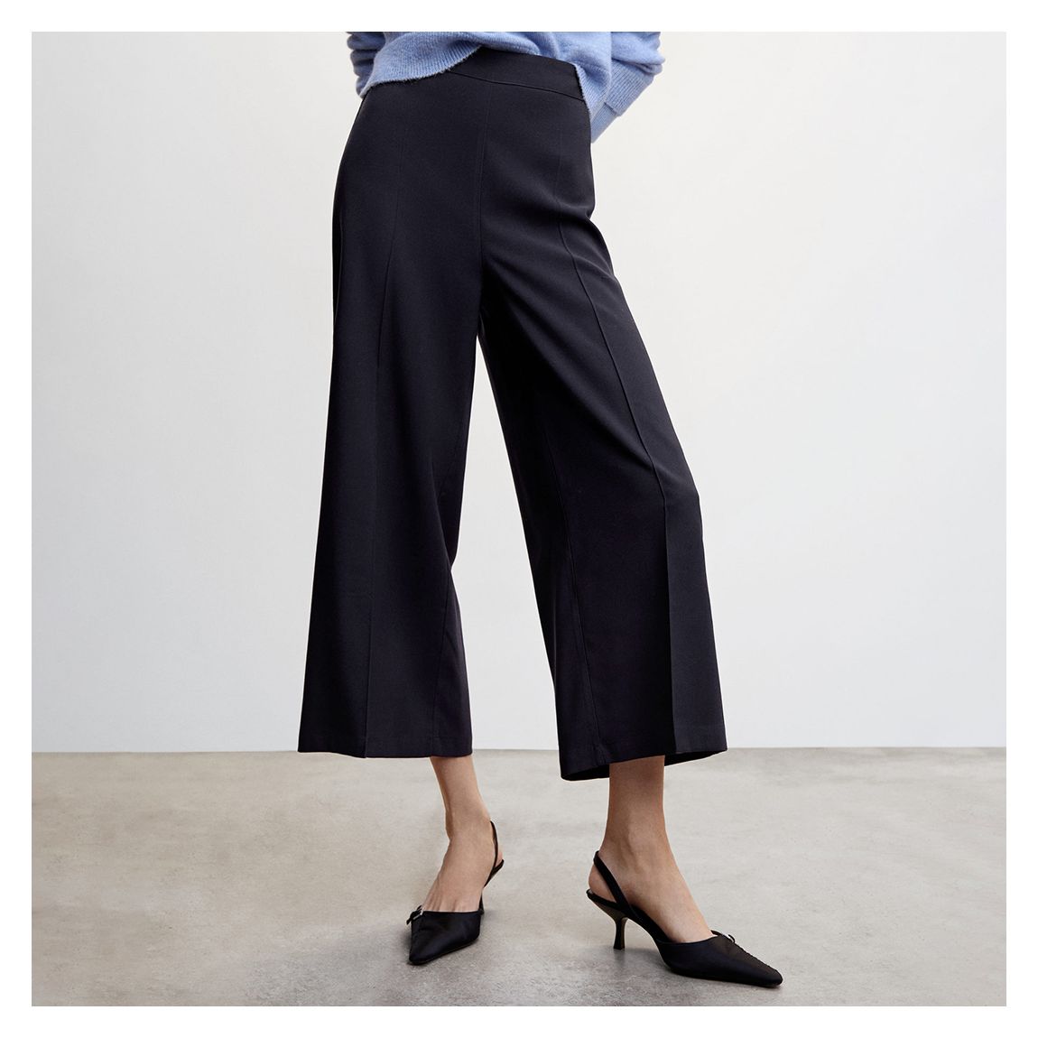 Dark Navy High-Waist Palazzo Trousers main product photo