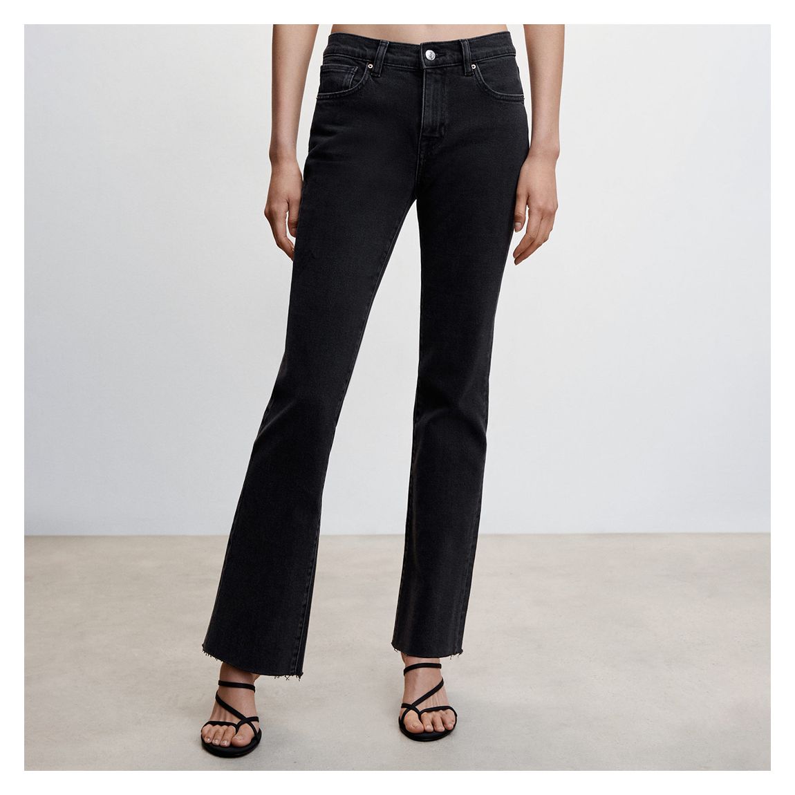 Black Denim Low-Rise Flared Jeans main product photo