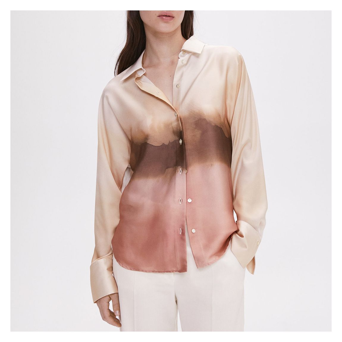 Pink Tie-Dye Effect Satin Shirt main product photo
