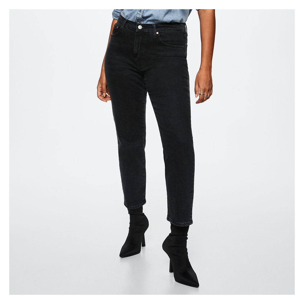Black Denim Slim Cropped Jeans main product photo