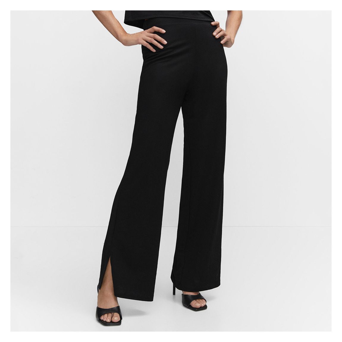 Black Straight Trousers With Openings main product photo