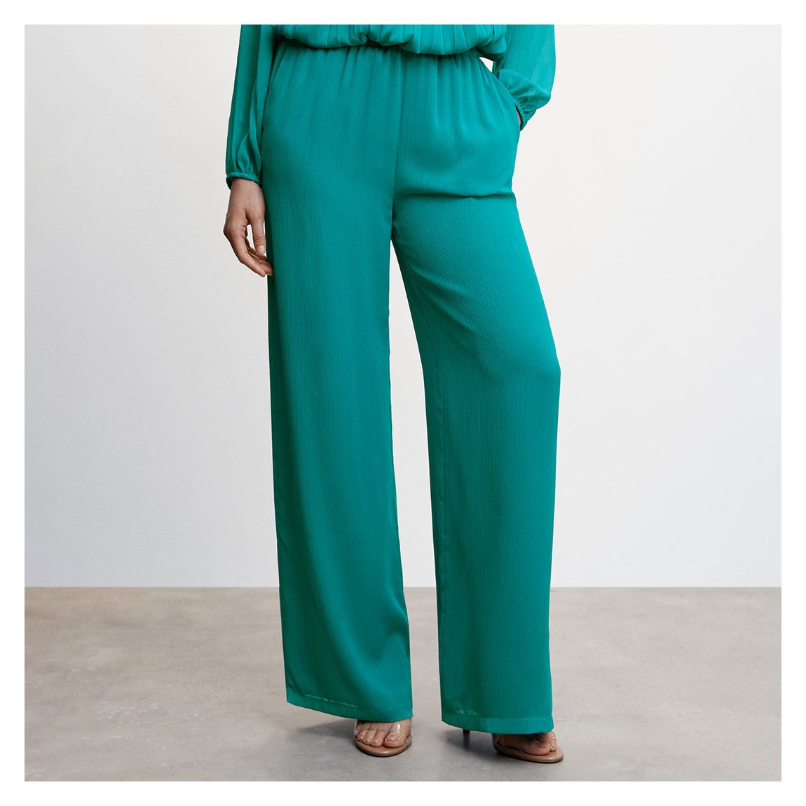 Turquoise Textured Palazzo Trousers main product photo