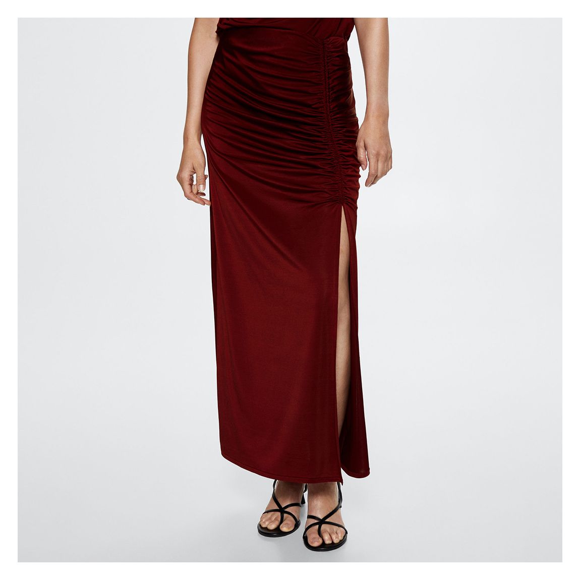Dark Orange Draped Pencil Skirt main product photo