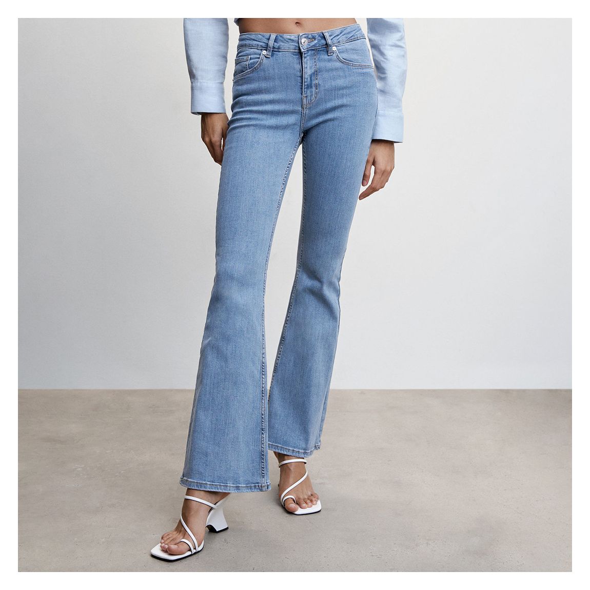 Medium Blue Medium-Rise Flared Jeans main product photo