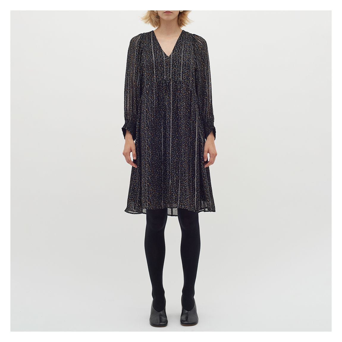 Black V-Neck Midi Dress main product photo