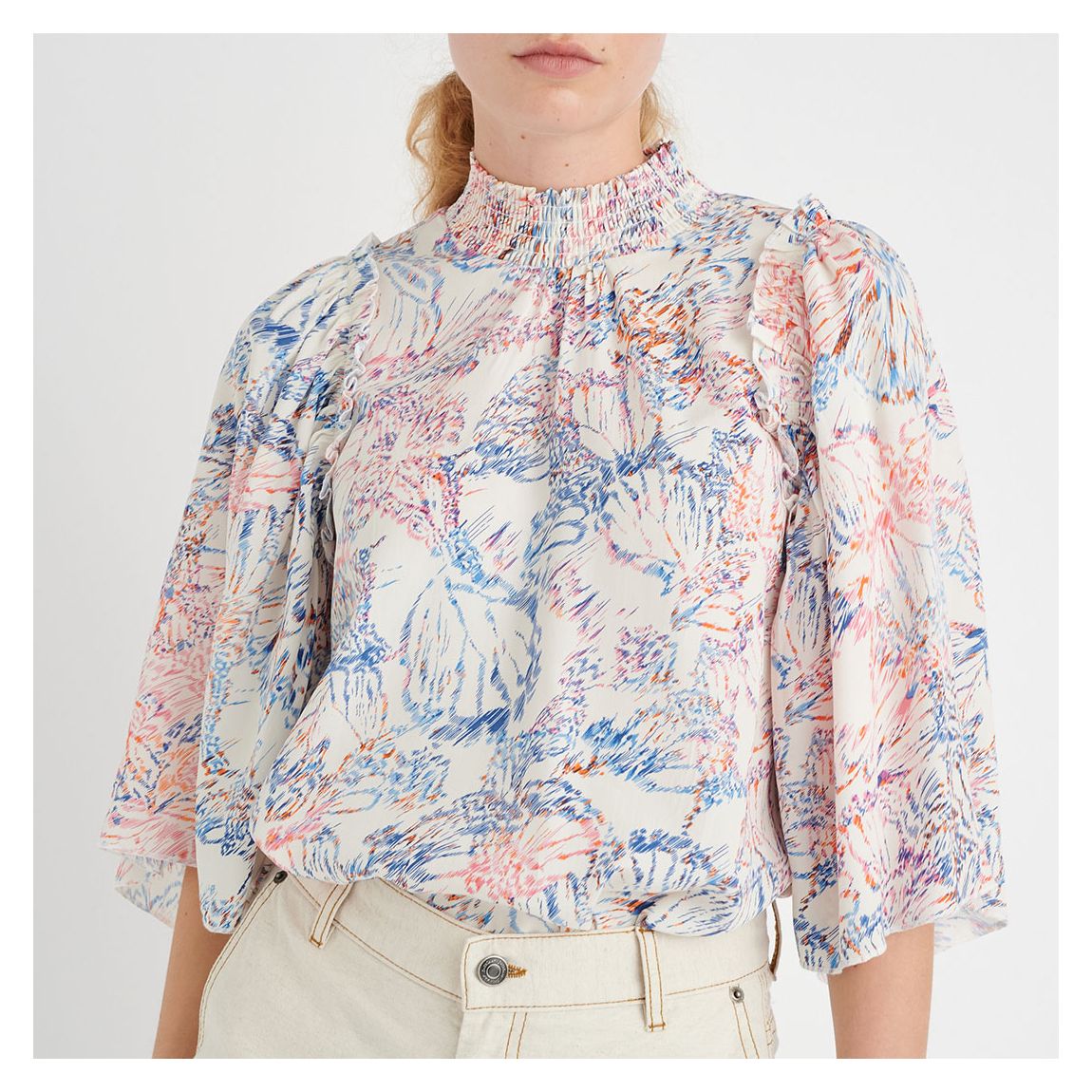 Printed High Neck Blouse main product photo