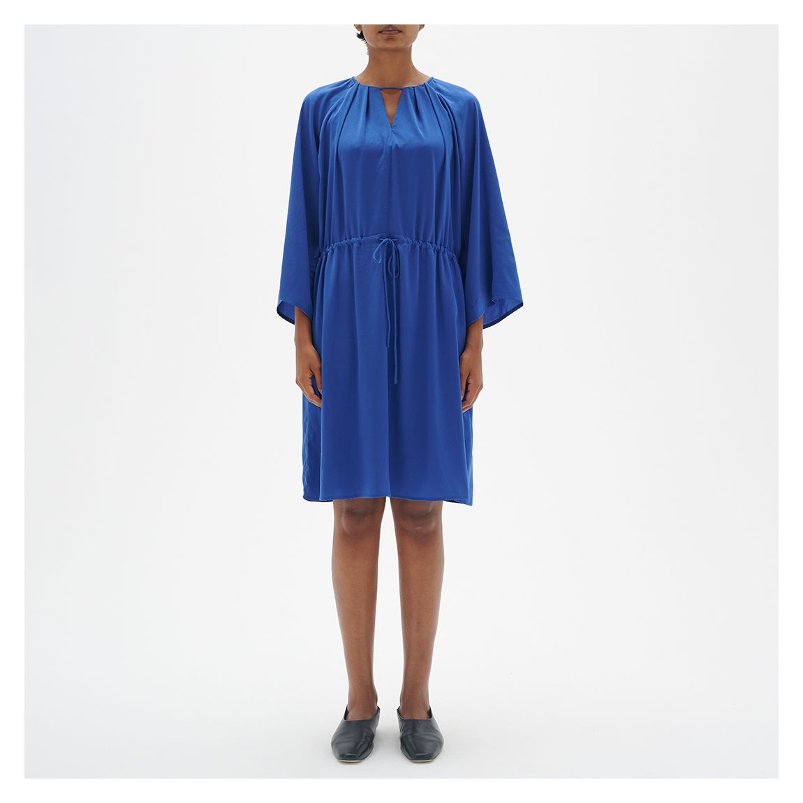 Blue V-Neck Midi Dress main product photo
