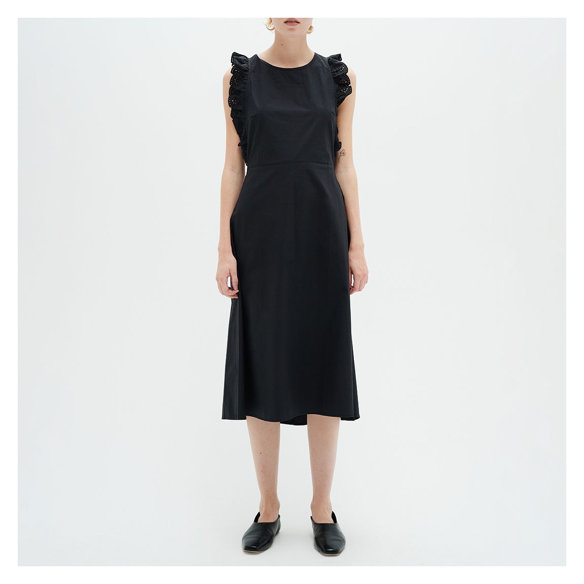 Black Oversized Button Shirt Dress main product photo