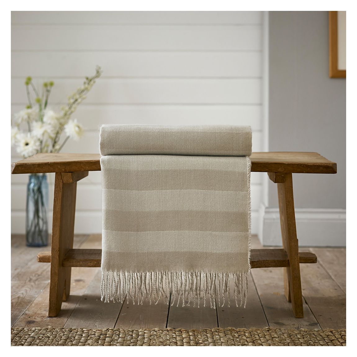 Elgin Yarn Dyed Woven Throw, Cream/Natural main product photo