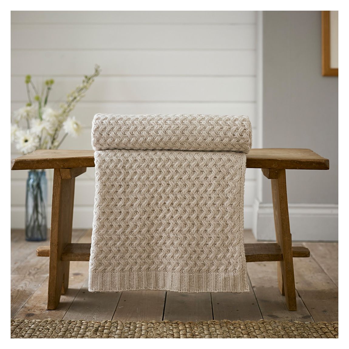 Harrogate Yarn Dyed Woven Throw, Cream main product photo