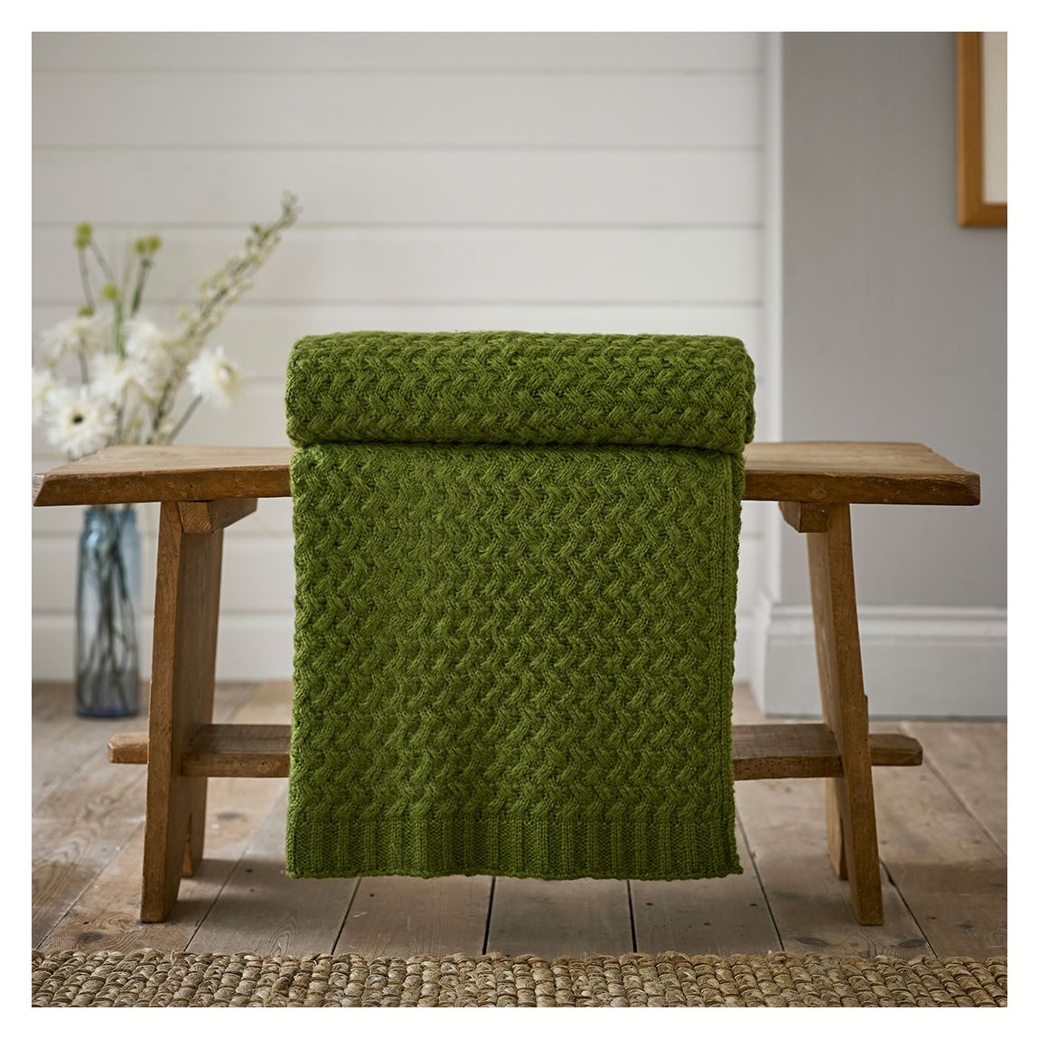 Harrogate Yarn Dyed Woven Throw, Green main product photo