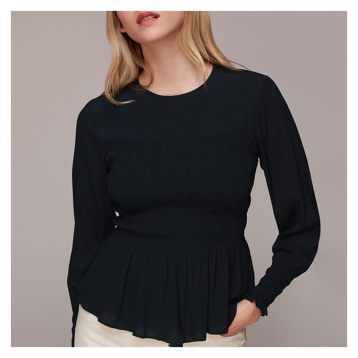 Black Rosanna Shirred Top main product photo