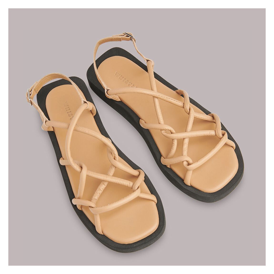 Beige Aniya Tubular Woven Leather Sandals main product photo