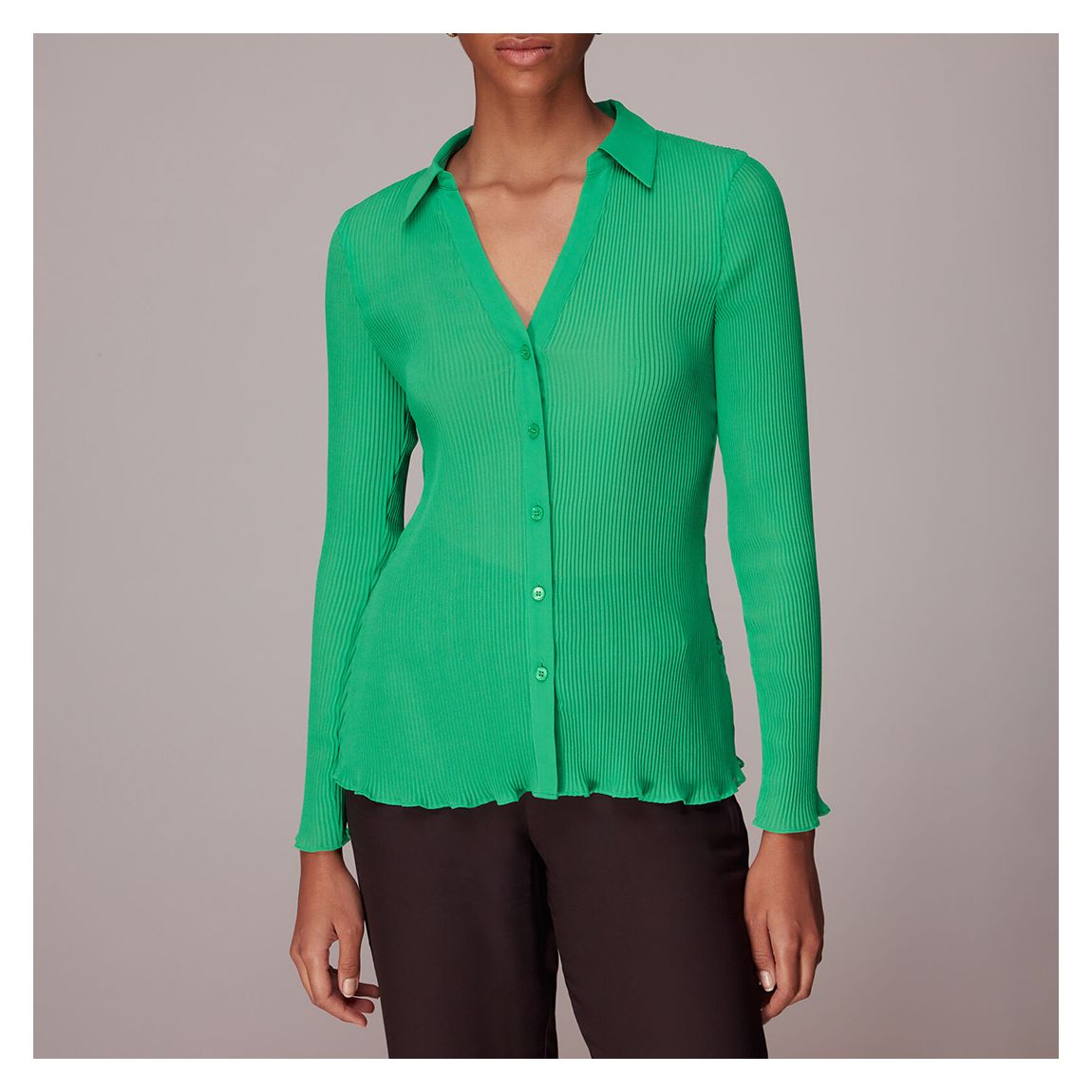 Green Penny Plisse Ribbed Top main product photo