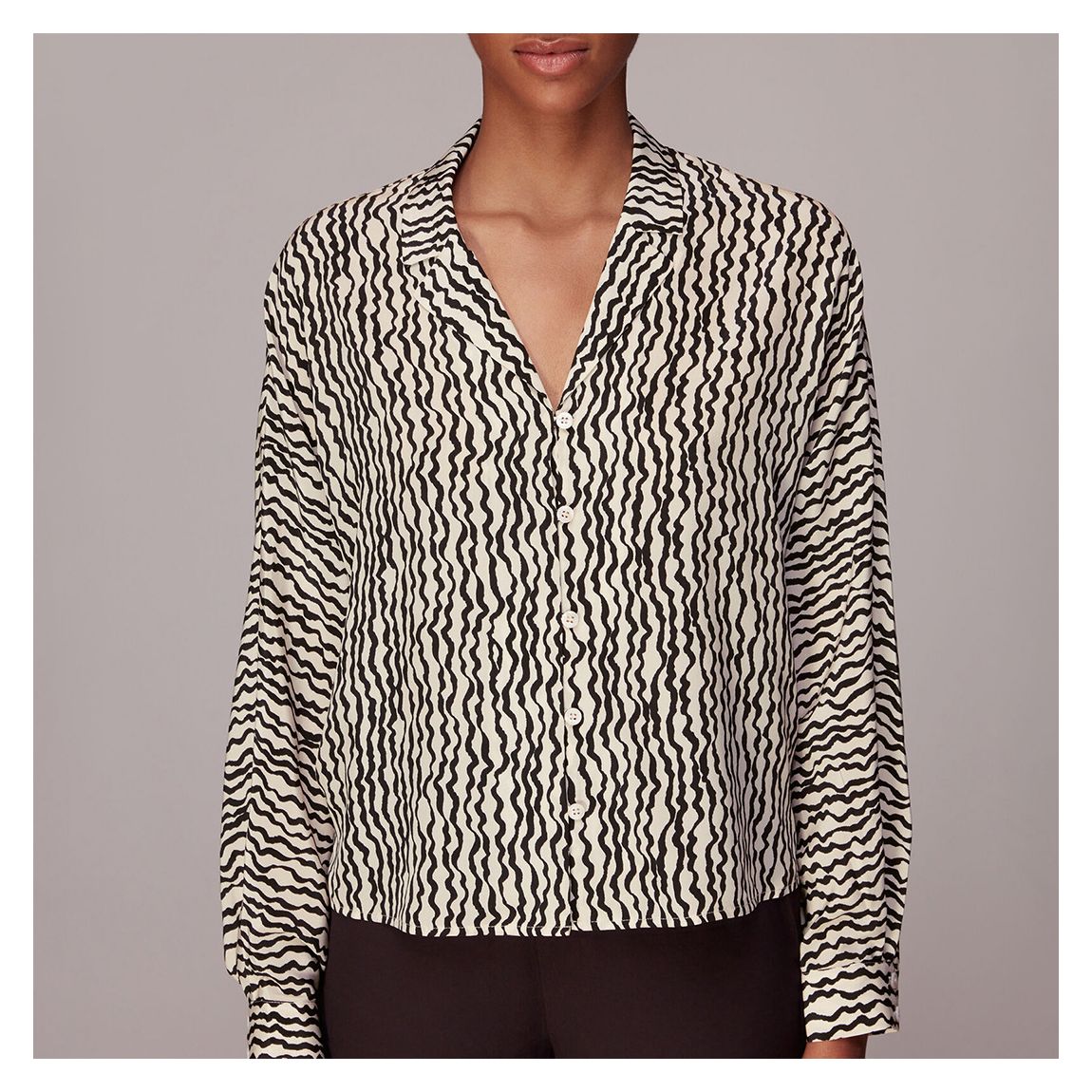 Beige Wiggle Print Silk Shirt main product photo