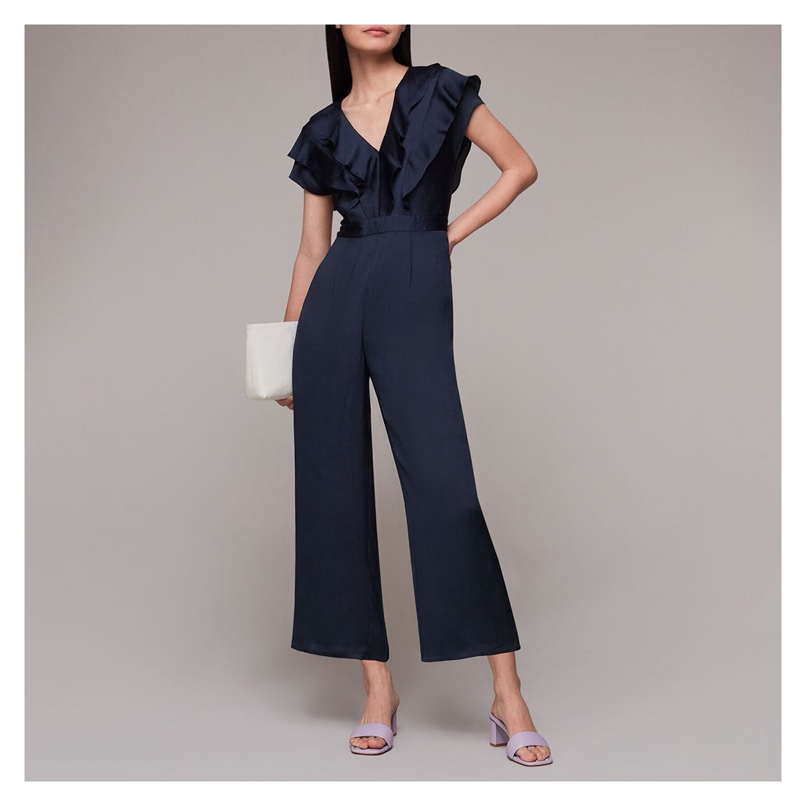 Navy Adeline Frill Jumpsuit main product photo