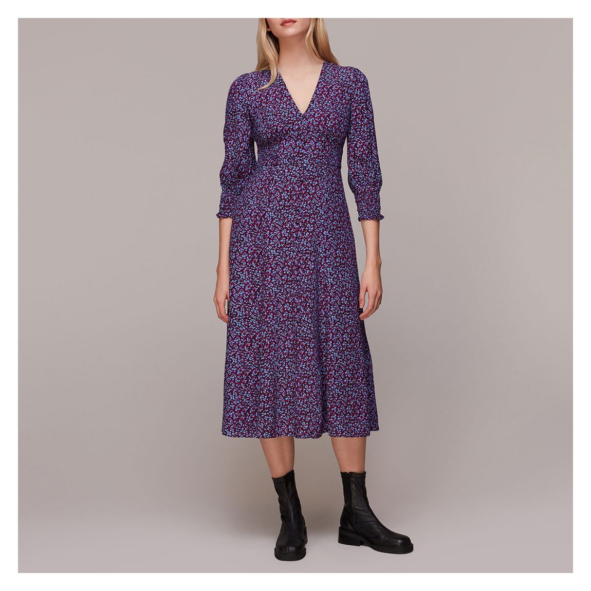 Purple Floral Garden Midi Dress main product photo