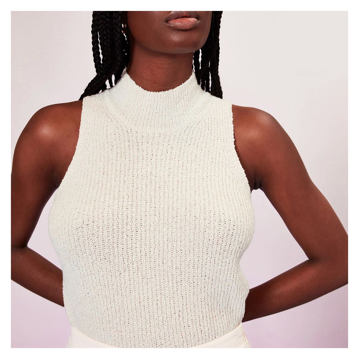 White High Neck Cotton Blend Top main product photo