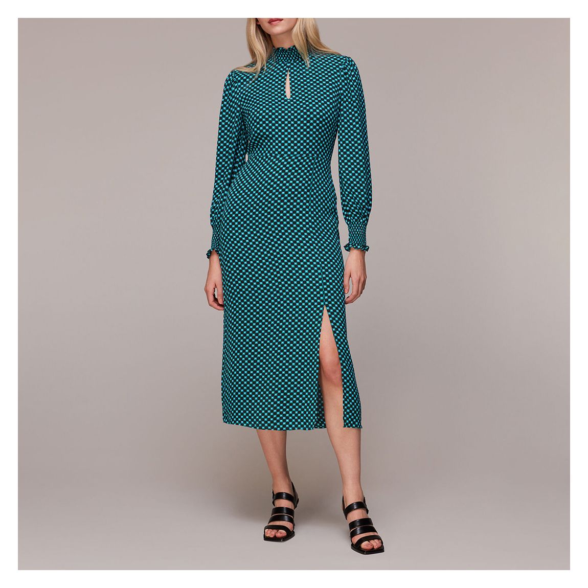Blue Star Check Print Midi Dress main product photo