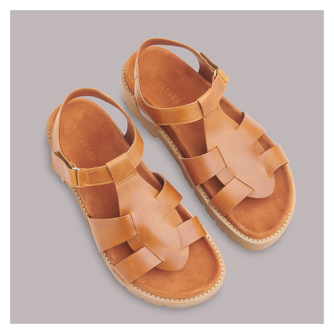 Tan Khari Caged Leather Sandals main product photo