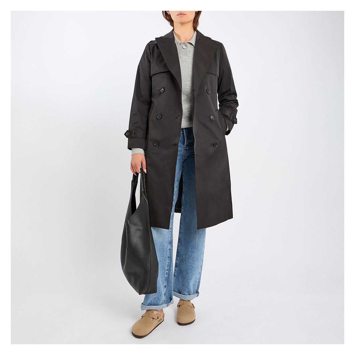 Black Belted Trench Coat main product photo
