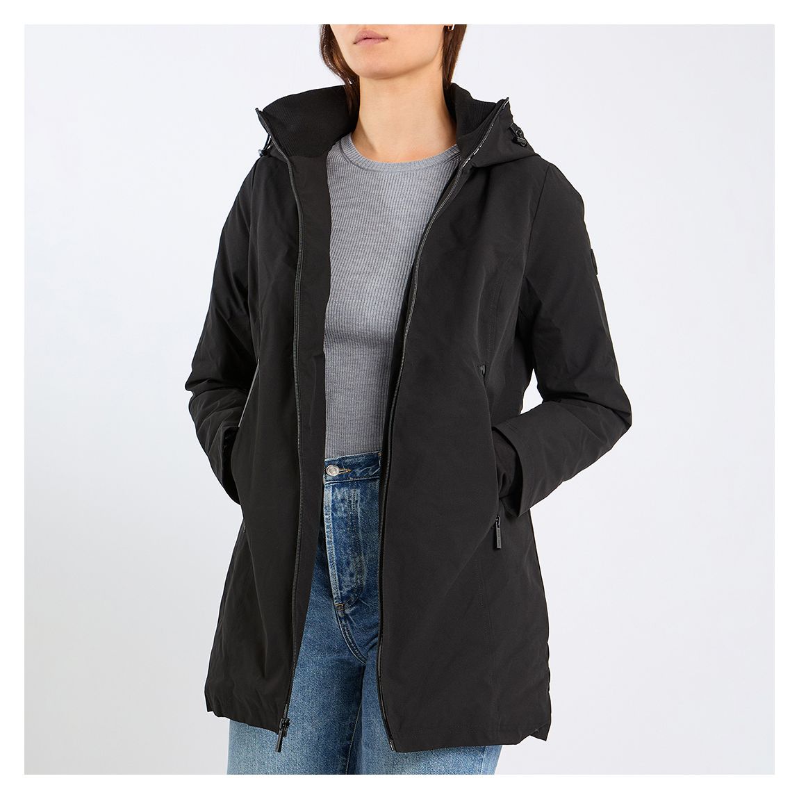 Black SoftShell Quilted Coat main product photo