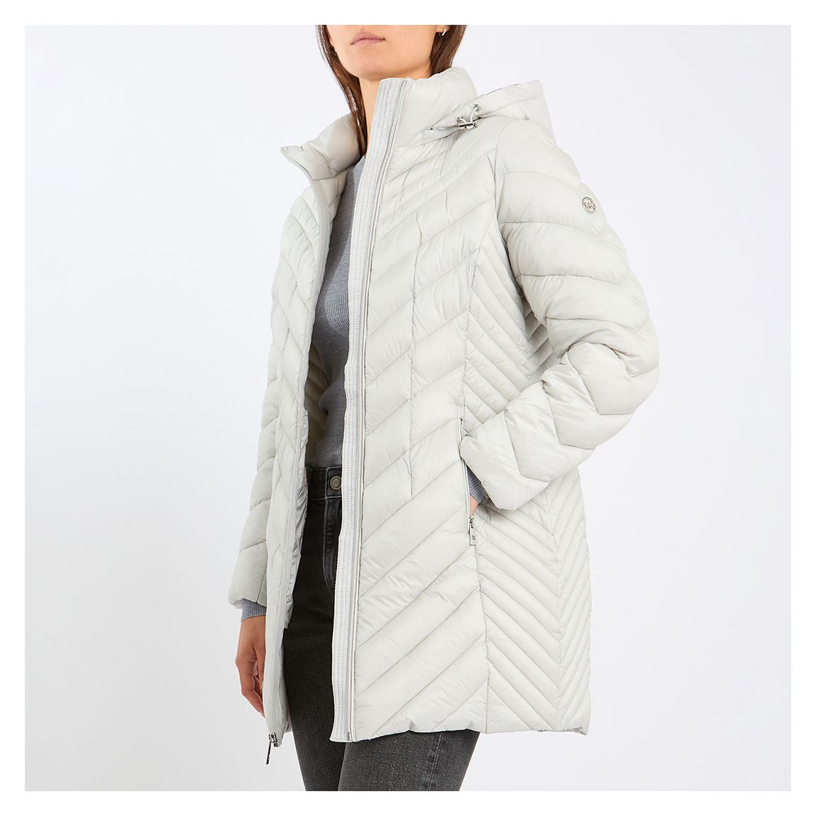 White Long Chevron Coat main product photo