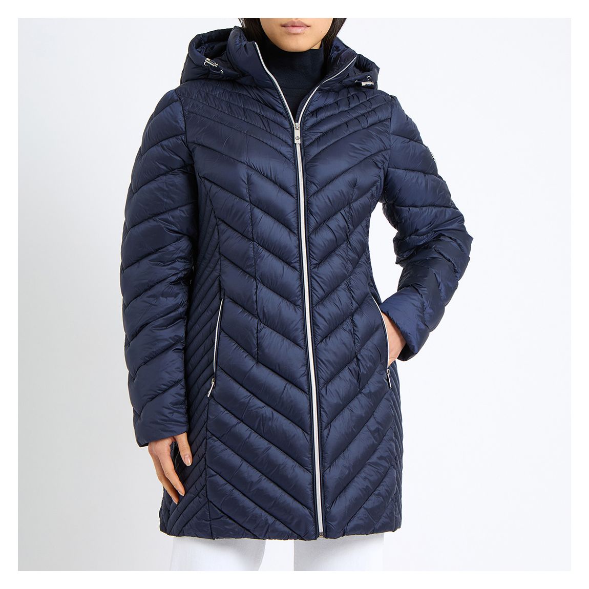 Navy Long Chevron Coat main product photo