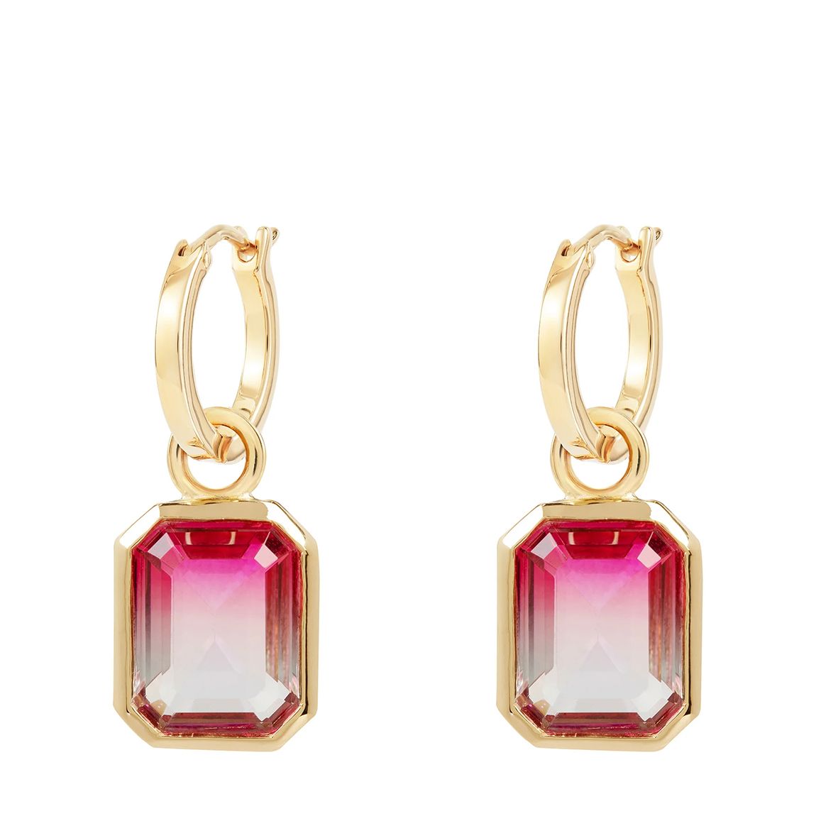 Raspberry Watermelon Tourmaline Charm Hoops main product photo