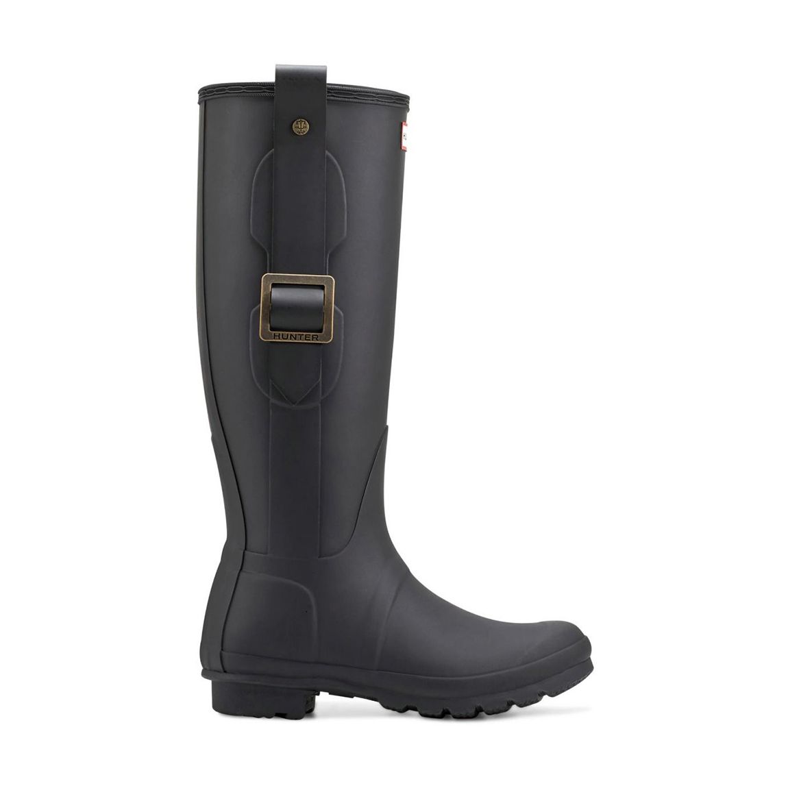 Women's Black Exaggerated Buckle Tall Boot main product photo