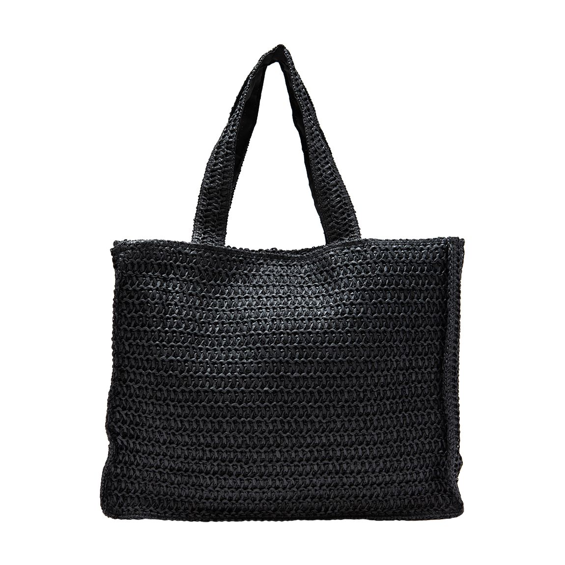Black Straw Tote Bag main product photo