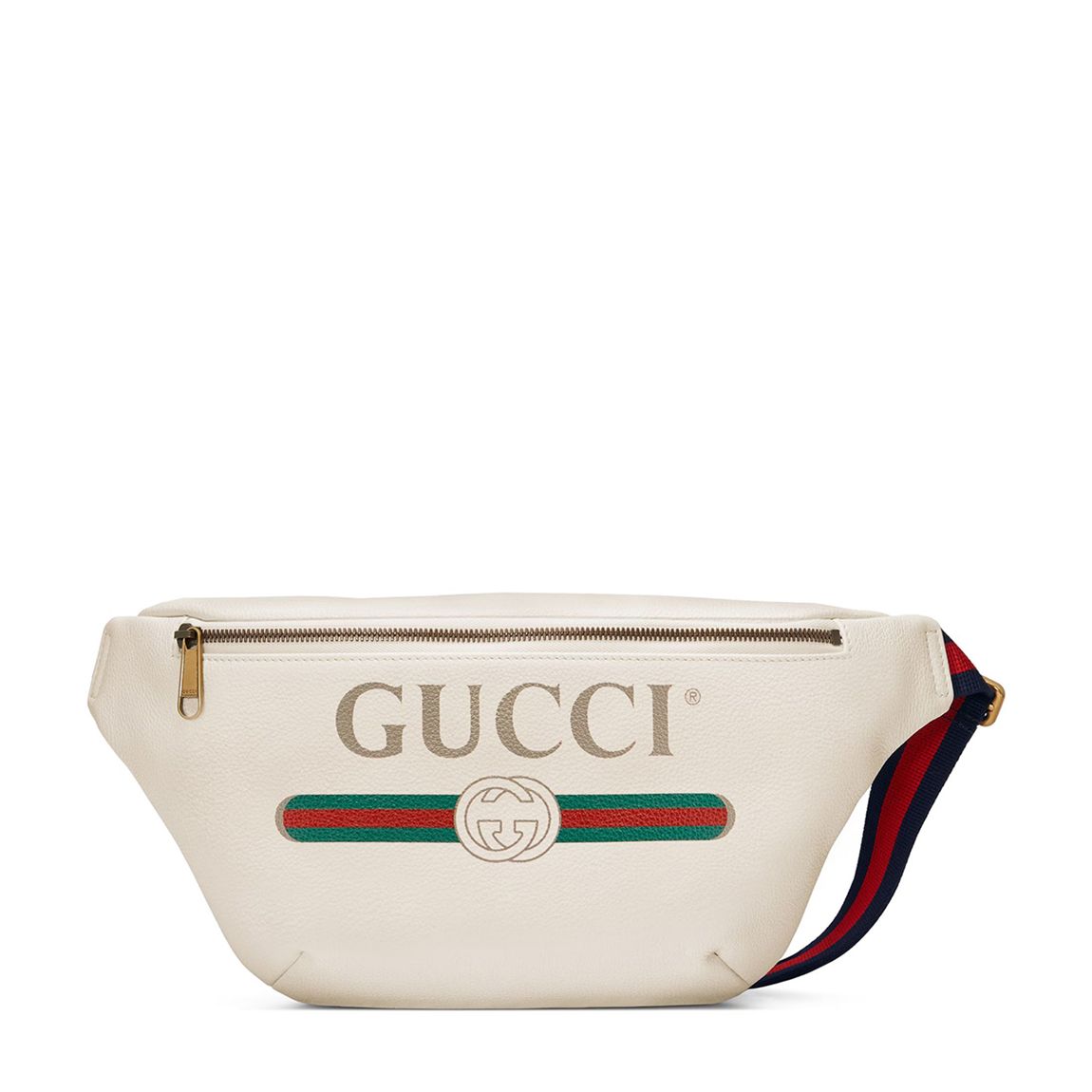 Gucci Large Printed Textured-Leather Belt Bag In White Leather main product photo