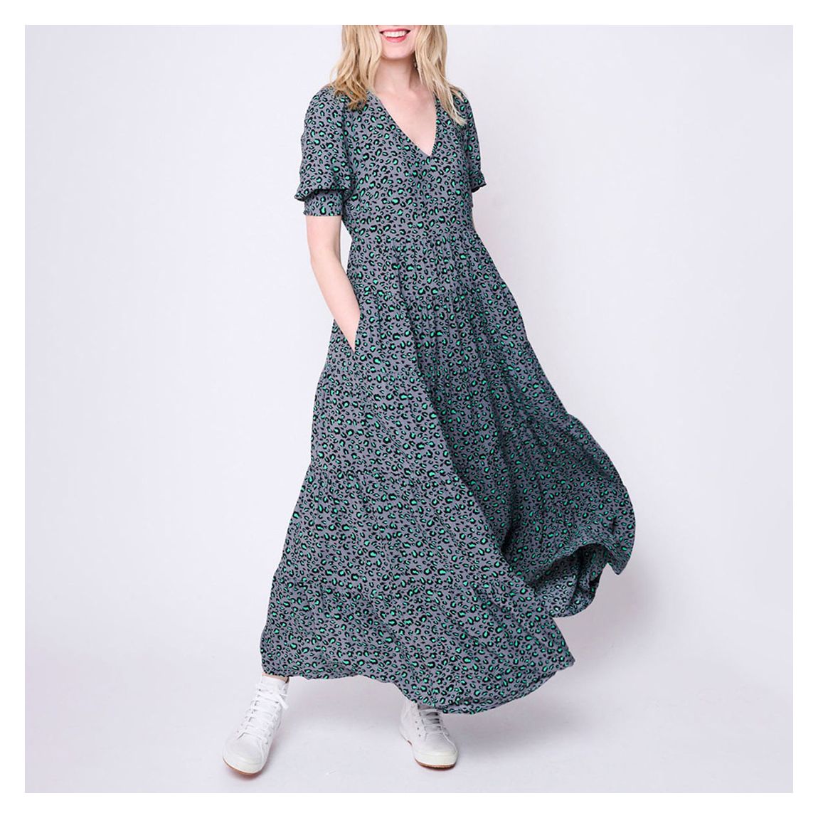 Grey Leopard & Lightning Bolt Maxi Dress main product photo