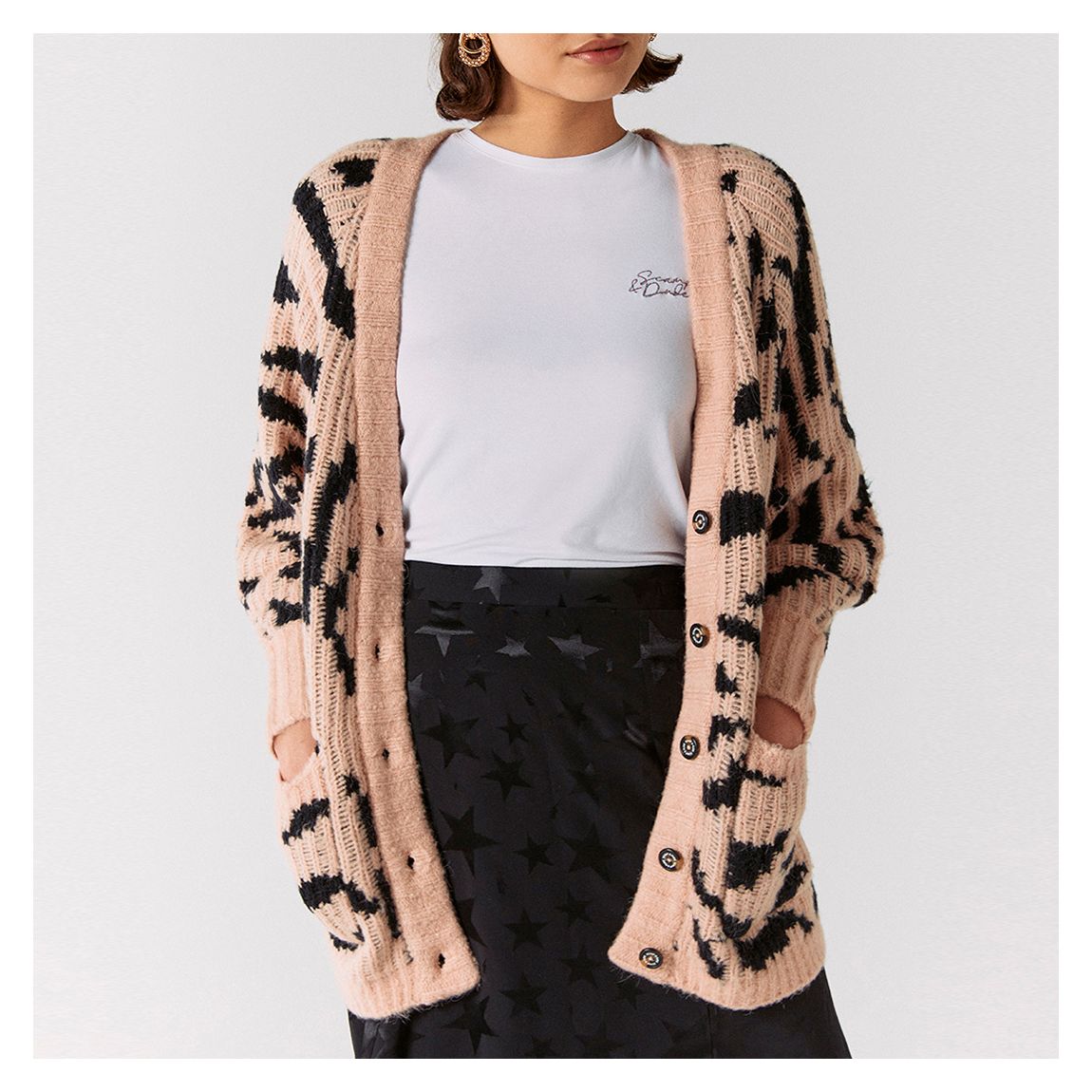 Pink/Black Zebra & Lightning Bolt Cardigan main product photo