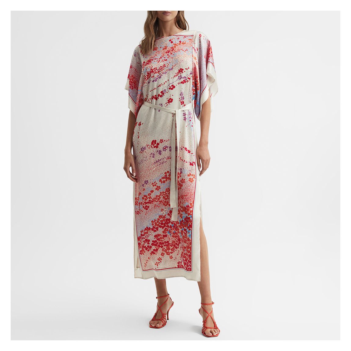 Cream Lydia Printed Midi Dress main product photo