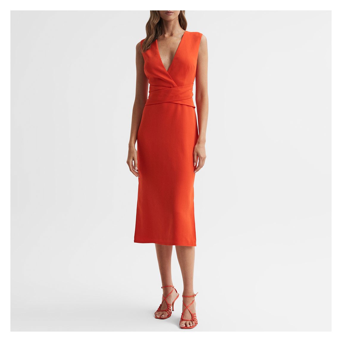 Orange Jayla V-Neck Fitted Dress main product photo
