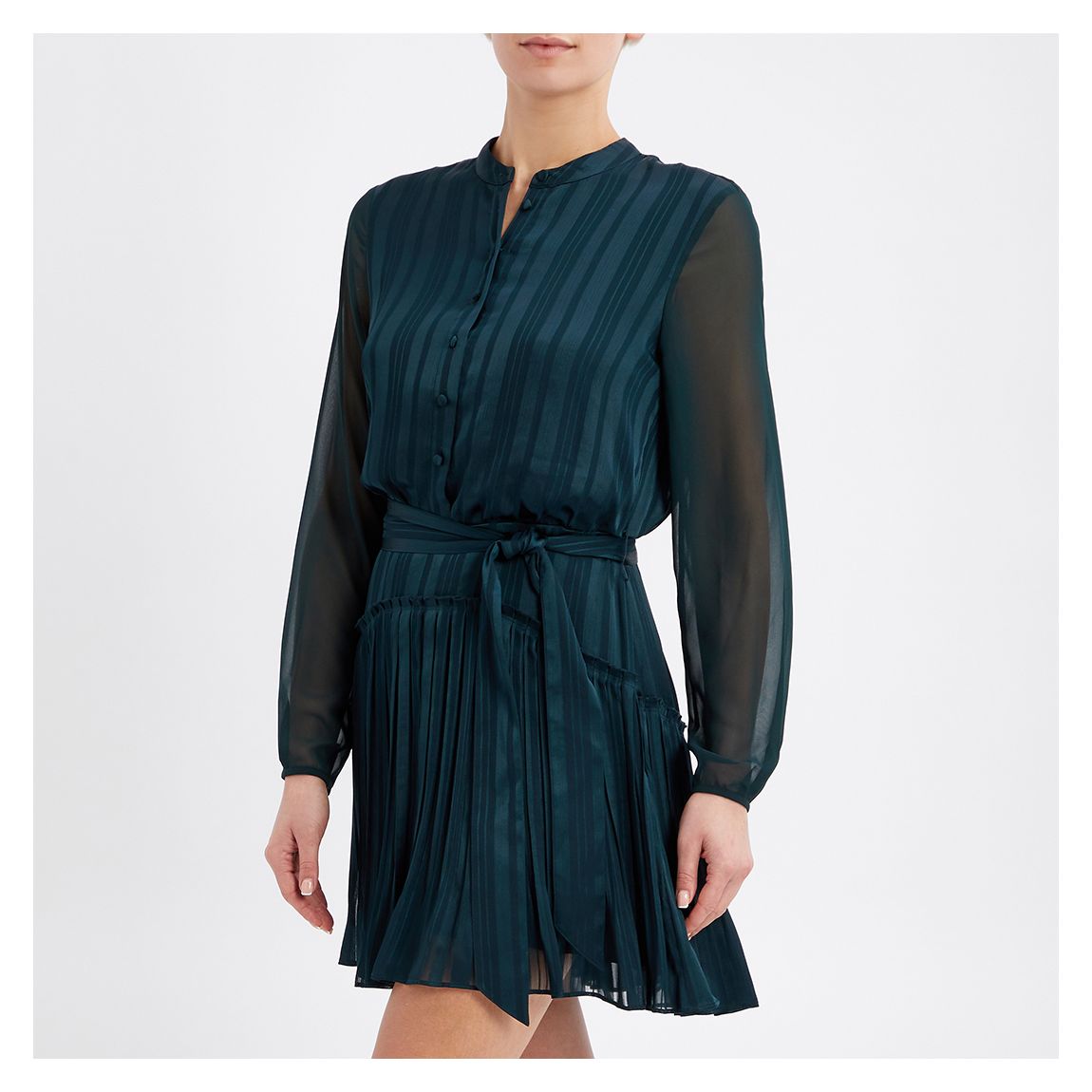Dark Green Georgie Pleated Mini Dress main product photo