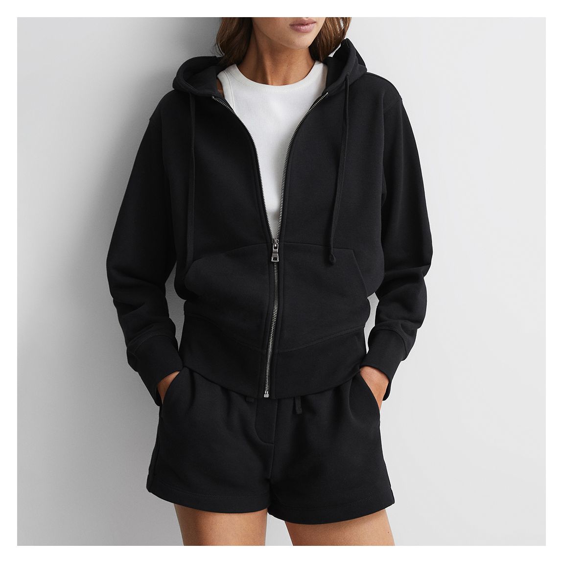 Black Frankie Zipped Cotton Blend Hoodie main product photo
