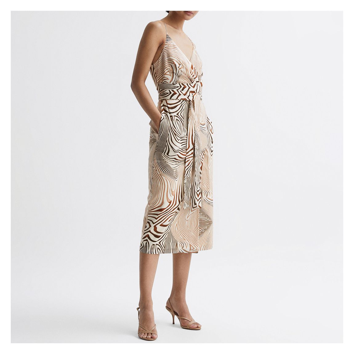 Brown Rosie Animal Print Linen Blend Dress main product photo