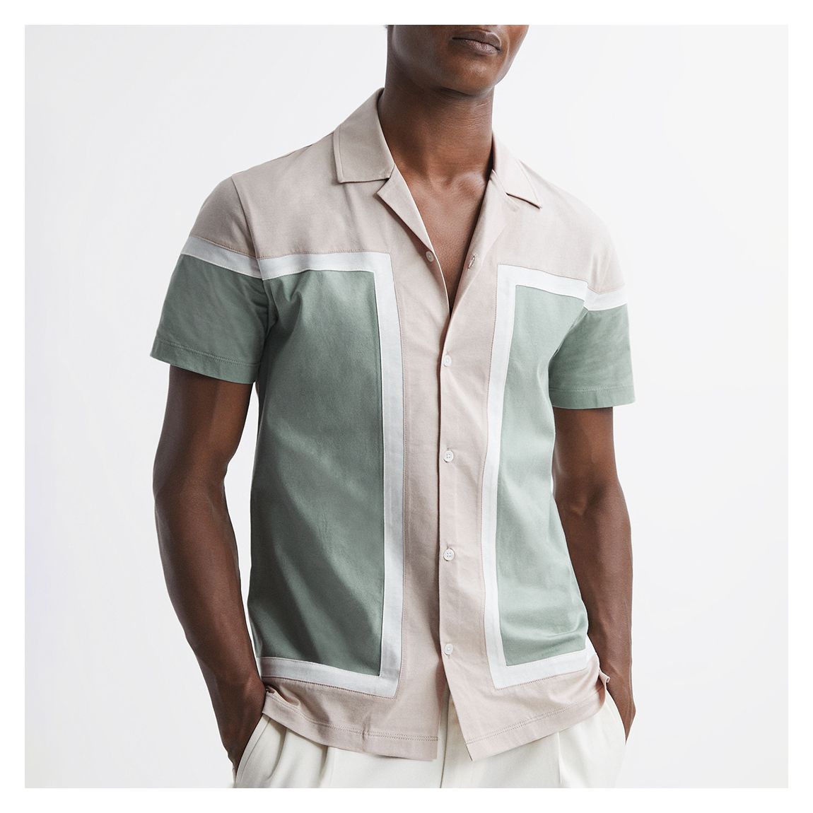 Sage Noble Colour Block Cotton Shirt main product photo