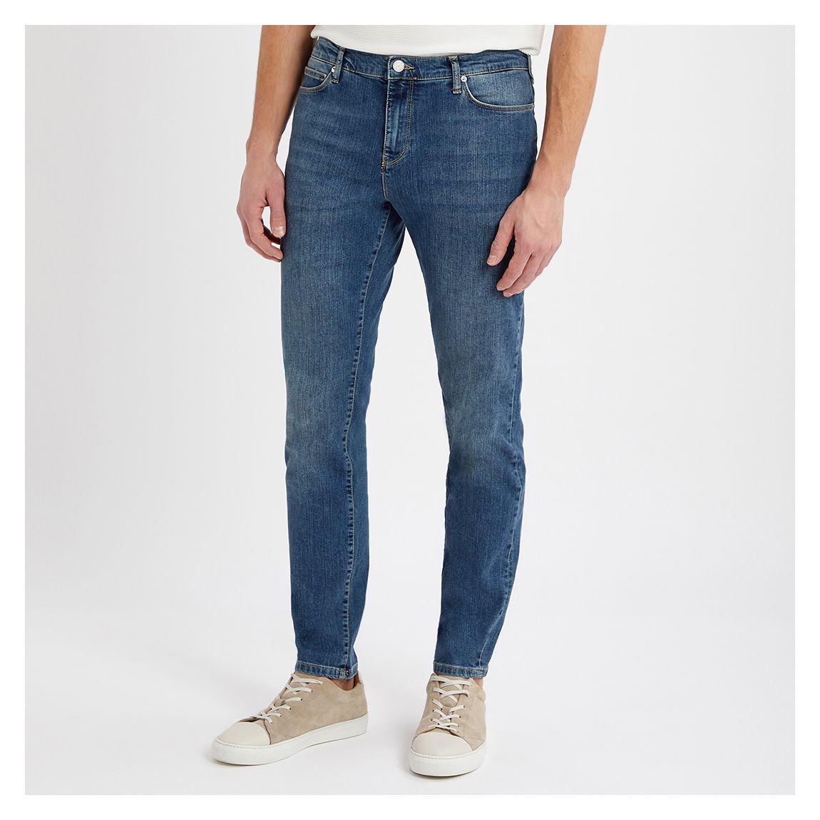 Mid Blue Tahiti Slim Fit Stretch Jeans main product photo