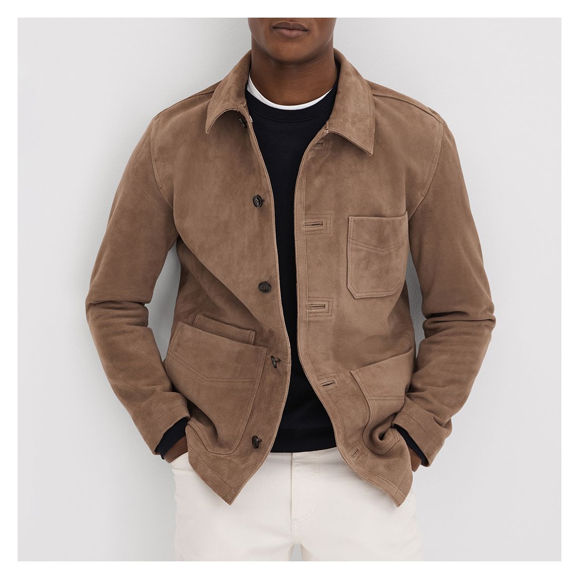 Mocha Roma Suede Button Through Jacket main product photo