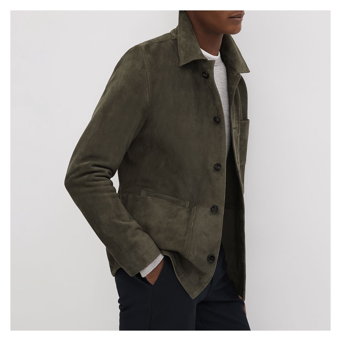 Green Roma Suede Button Through Jacket main product photo